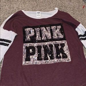 pink brand long sleeved shirt